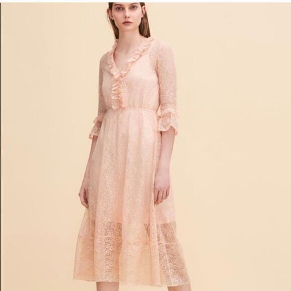 Maje pink lace dress size 1 - Picture 2 of 14